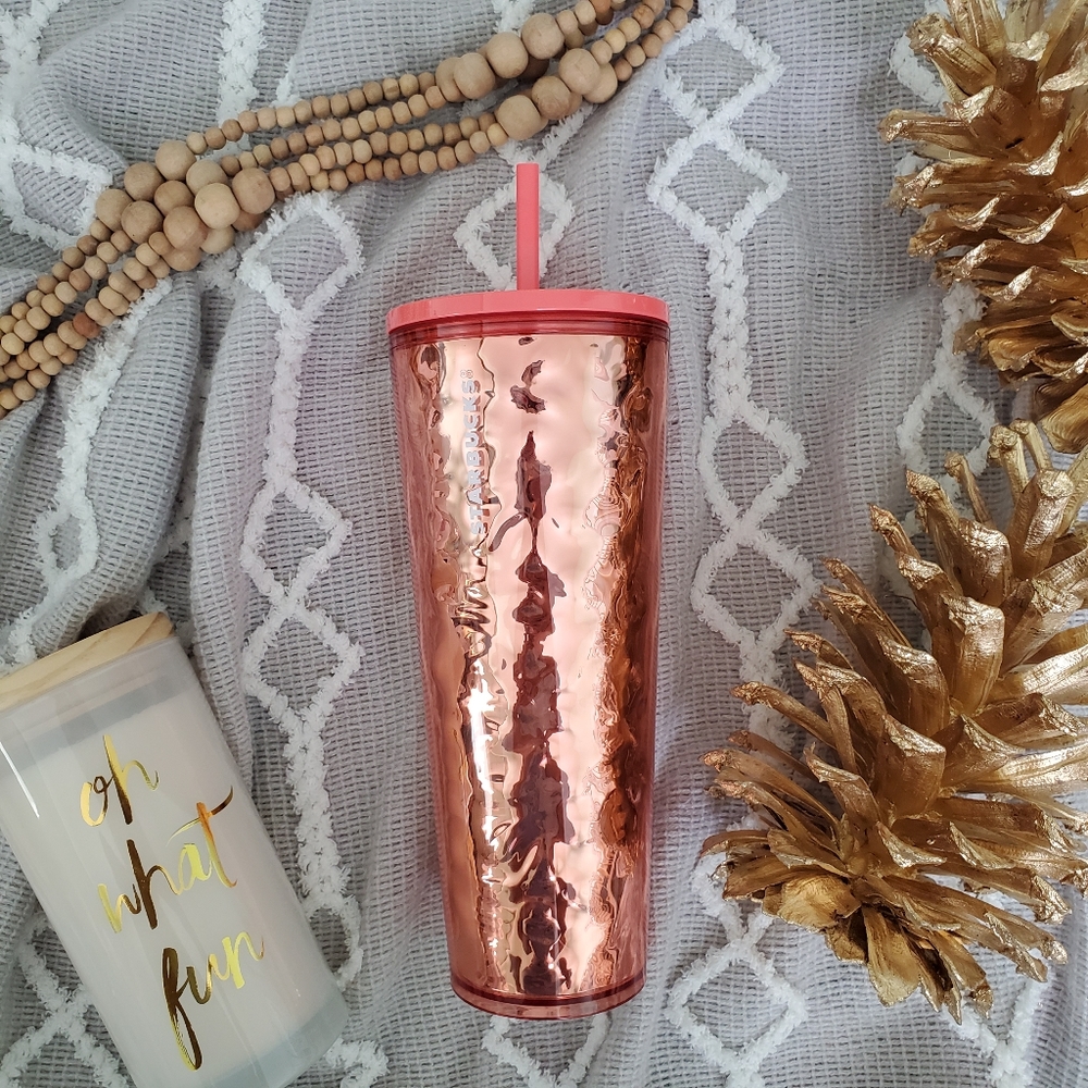 STARBUCKS II Holiday Rose Gold Hammered Tumbler